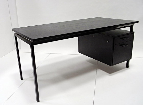 Image 1 of Scrivania in rovere tinto di nero, disegnata da Herbert Hirche per Christian Holzäpfel KG, Germania, anni '60.