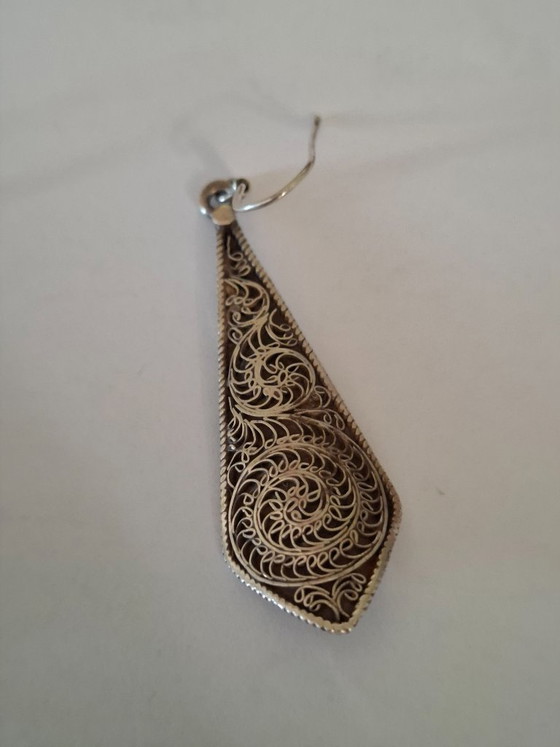 Image 1 of Tibetaanse oorbellen van massief zilver.