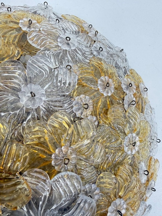 Image 1 of Barovier & Toso Wall Sconce / ceiling lamp , Millefiori flowers , Italy , 1970s