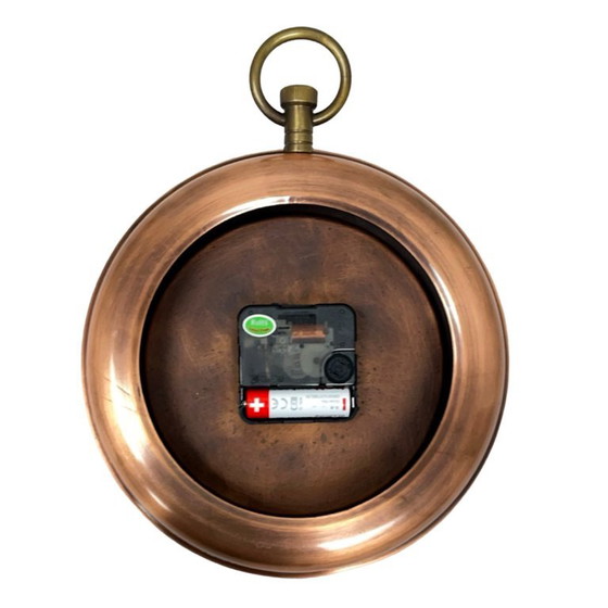 Orologio da parete "da tasca" in stile retrò tedesco – Rame e ottone, anni '70, per Kienzle – Glass, Metal (photo 4 of 12)