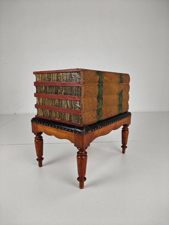 Image 1 of Leather imitation book box on stand – English, ca. 1830