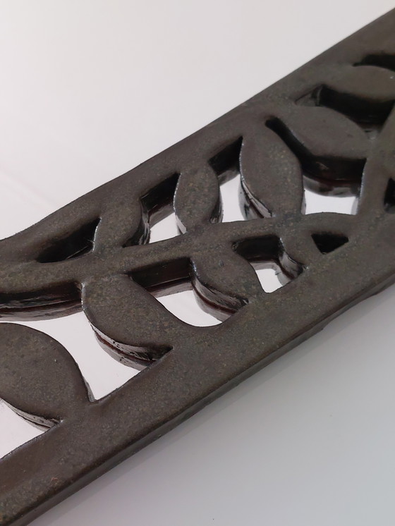 Image 1 of Specchio da parete in ceramica vintage disegnato da un artista con decoro floreale