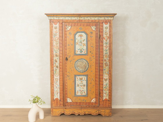 Antique hand-painted farmhouse wardrobe, 18th century, Wood, Multi Color (photo 4 of 8)