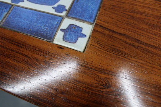 Image 1 of Mid-century Danish Haslev Mobelsnedkeri Coffee Table, Ceramic Tile Inlay, circa 1960s
