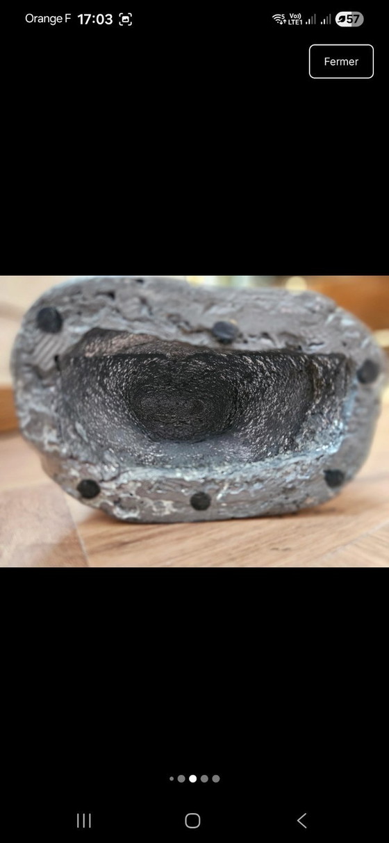 Image 1 of Monumental anthropomorphic sculpture, hybrid face in solid crystal and raw metal, 11 kg