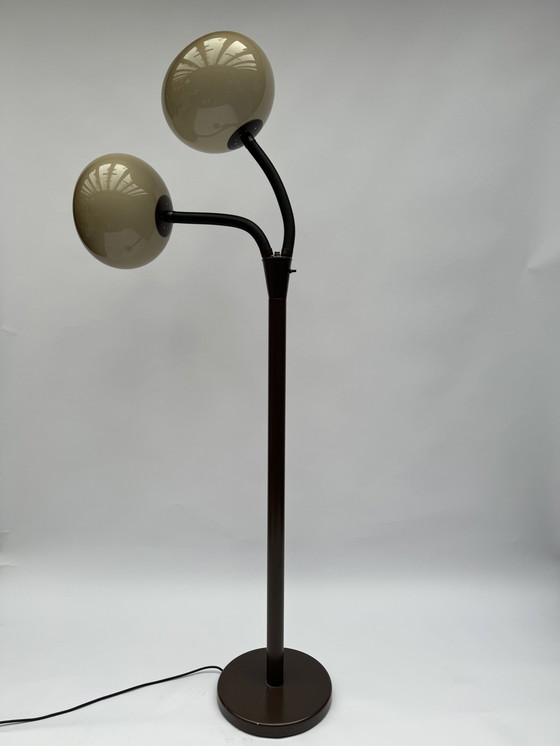 Image 1 of Vintage Brown Floor Lamp by Dijkstra - Dutch Design Mushroom Lamp, Space Age Classic