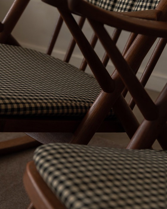 Image 1 of Set di 2 sedie a dondolo vintage in teak danese modello 182 di Frank Reenskaug per Bramin, anni '50