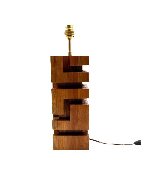 Image 1 of Hollywood-Regency-Tischlampe aus Holz, Frankreich, 1970er Jahre
