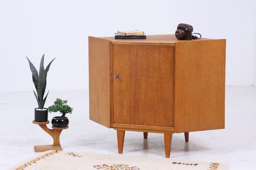 Vintage oak corner chest of drawers 60s | Mid - Century chest of drawers cabinet retro 70s wood storage #06-29