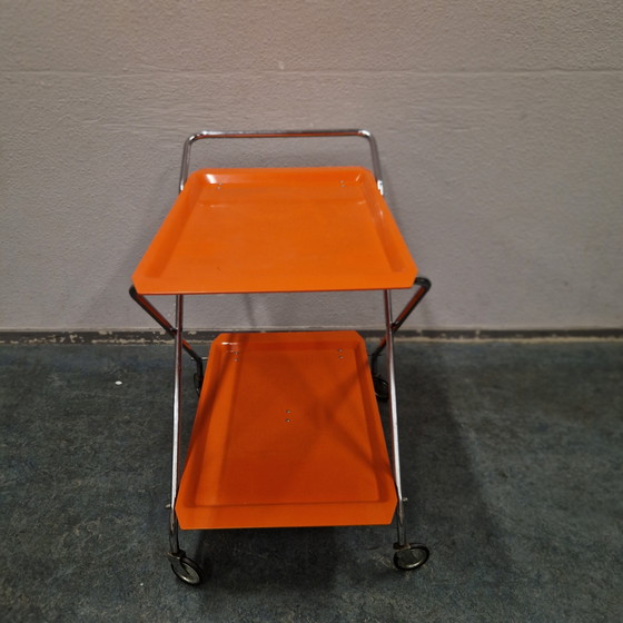 Image 1 of Carrello da tè arancione vintage Barcart degli anni '70