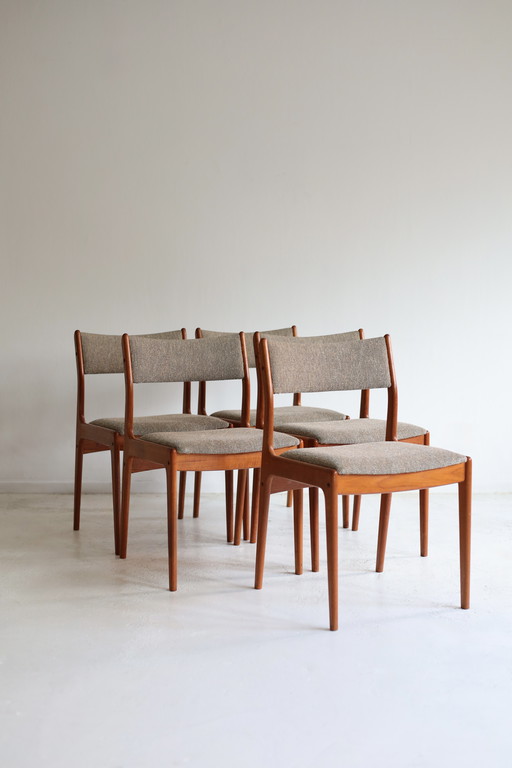 Set van 5 Eetkamerstoelen Johannes Andersen, Deens Jaren 50/60