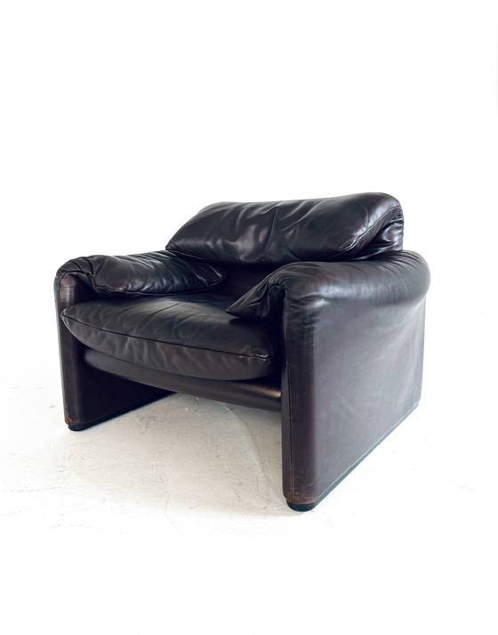 Image 1 of Vintage 'Maralunga' Sessel + Ottomane, Cassina '70