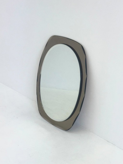 Miroir rectangulaire italien vintage avec verre taupe