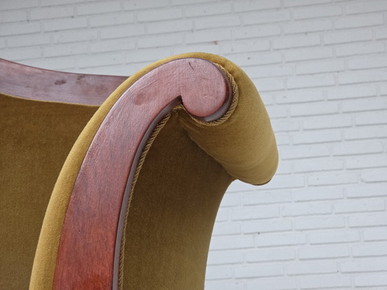 Image 1 of Sofá danés de dos plazas de los años 50 en estilo Biedermeier, tapizado en terciopelo.