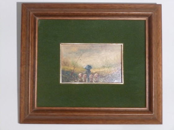 Image 1 of Olio su tavola: M. Ferran, "Paesaggio autunnale" (32 x 27)