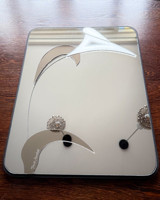 Image 1 of Vintage David Marshall Layered Mirror - 1989 - Sculptural Wall Piece - Original Labeled Work – Numbered # MP-13 - Lily - Floral