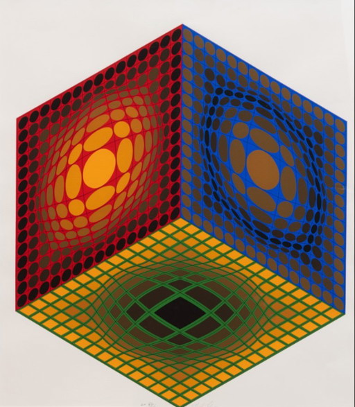 - Victor Vasarely « ST » Farbserigraphie, 1968, signiert,