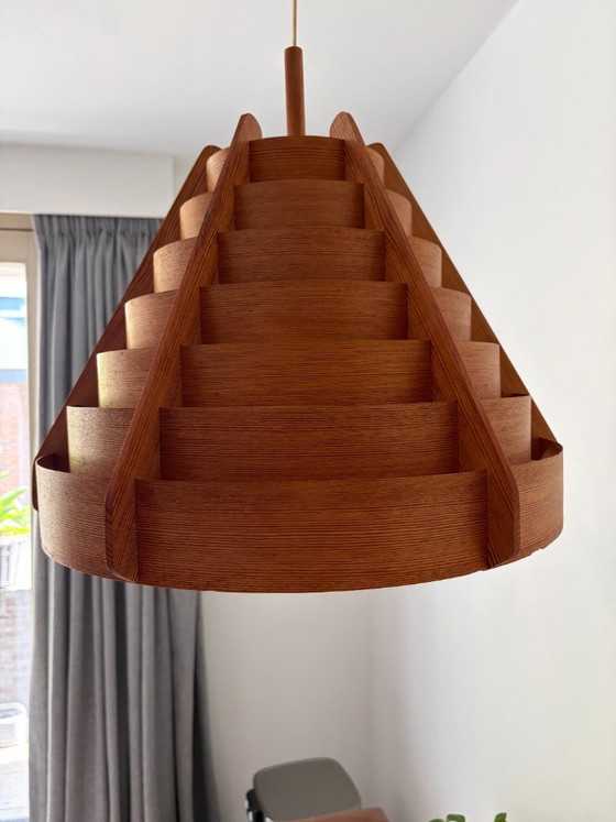 Designer pendant lamp by Hans-Agne Jakobsson for AB Ellysett Markaryd - 1960s. – AB Ellyset Markaryd., Wood (photo 2 of 19)