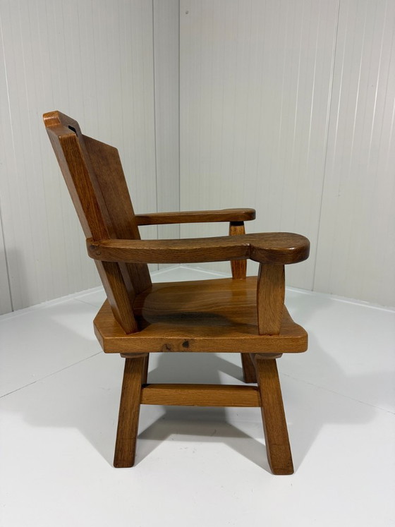 Rustic brutalist armchair in solid oak from the 1960s, Wood, Brown (photo 18 of 19)