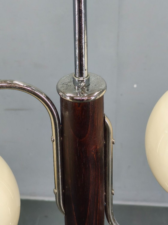 Image 1 of Tsjechische art-deco kroonluchter van chroom en glas, jaren 1930
