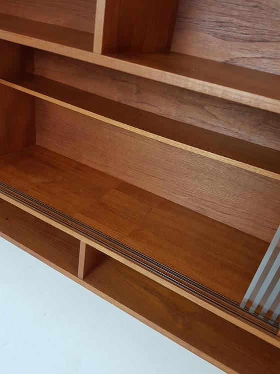 Vintage Danish wall cabinet | Sideboard cabinet | Wall unit teak – Wood, Glass (photo 9 of 15)
