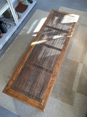 Vintage Houten & Rattan Langwerpige Wabisabi Salontafel
