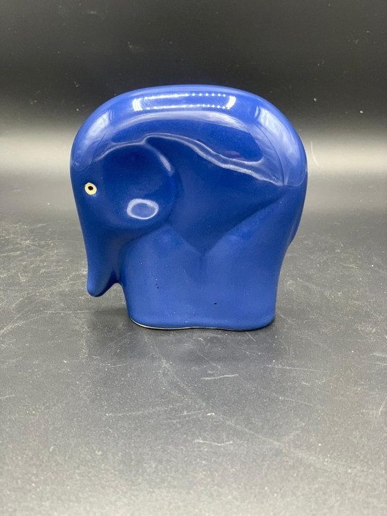 Image 1 of Vintage ceramic figurine Elki Stoneware Holland elephant blue