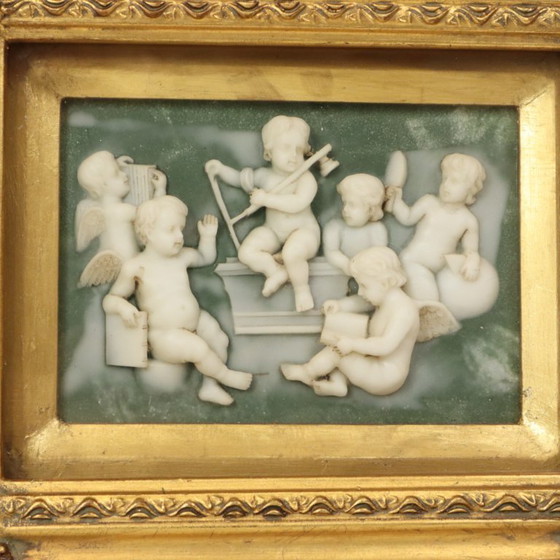 Image 1 of Placche incorniciate in alabastro Biggs and Sons London