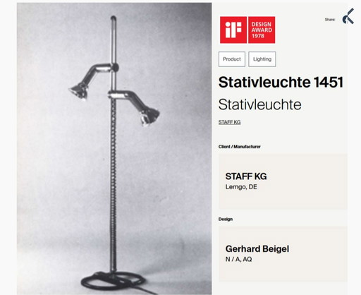 1970 Staff Leuchten Floor Lamp