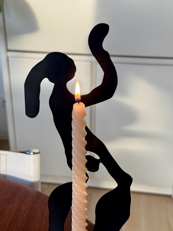 Image 1 of Candeliere vintage IKEA Häll design Anna Efverlund anni '90 - silhouette di donna in metallo nero
