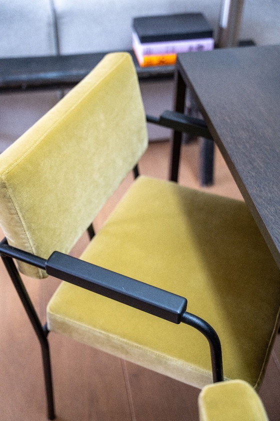 Image 1 of Fest Monday dining set: 3 chairs + bench (Royal Pistachio / black frame / armrest)