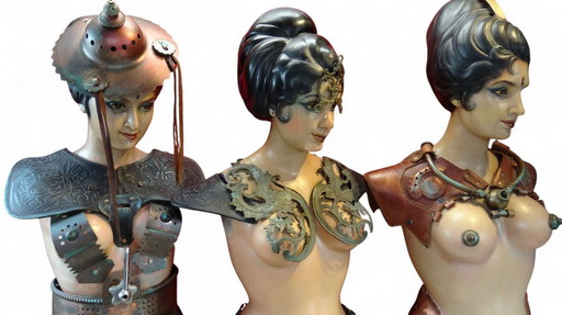 3 x Studio Shilpa Sadhana life-size mannequin / carnival mannequins / Bombay, India 1948