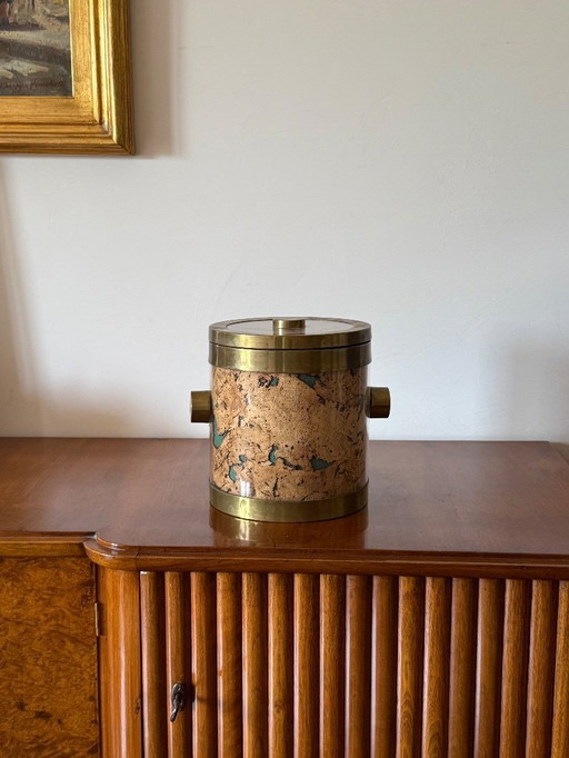 Hollywood regency golden Ice Bucket, France ca. 1970s