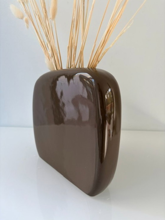 Keramikvase schokoladenbraun, Japandi Soft Design, Vasen, Modern (Foto 7 von 11)