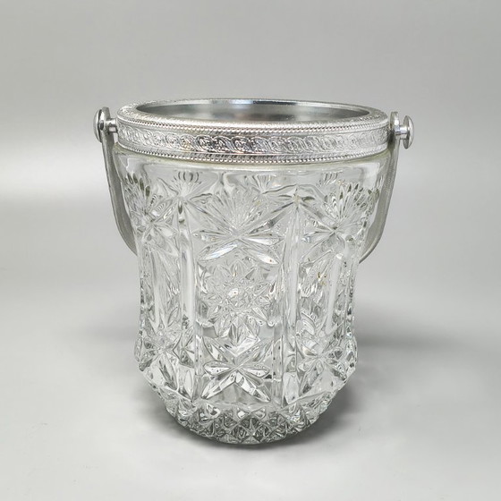 Image 1 of Italienisches Cocktailset aus geschliffenem Kristall und gebürstetem Metall im Stil der 1960er Jahre von Arir