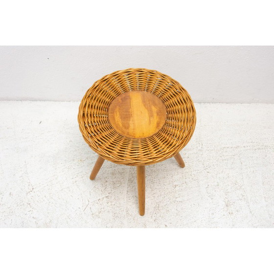 Image 1 of Mid century rattan stool by Jan Kalous for Úluv, Czechoslovakia 1960s