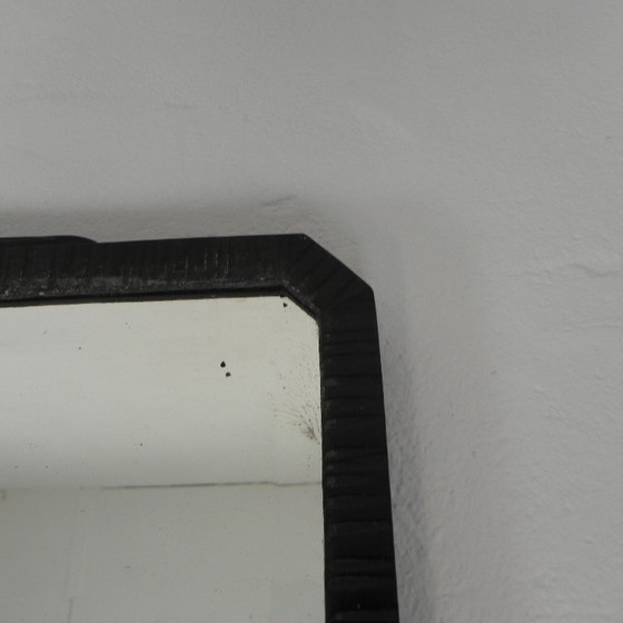 Image 1 of Art Deco mirror with faceted glass in a steel frame, 1930s