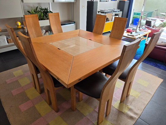 Mesa Cirkante + 8 sillas – Van den Berghe Pauvers, Conjuntos de comedor, Cuero (photo 7 of 7)