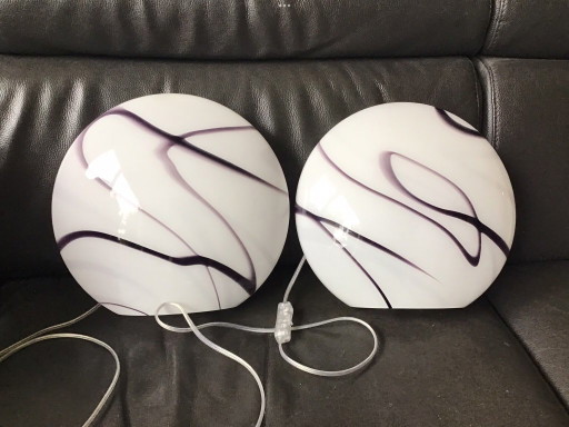2 lampes design uniques de Van Zijlstra en noir/blanc – tafellampen, Glass, Chrome