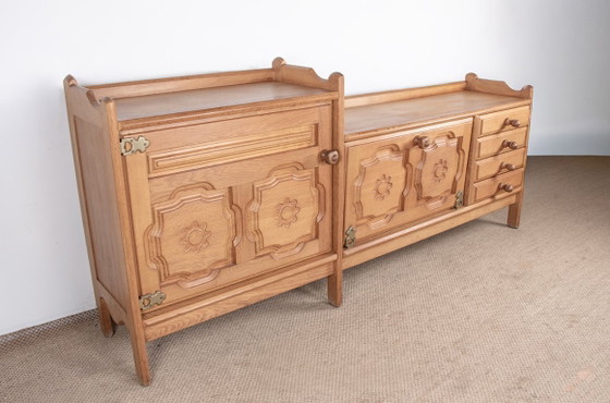 Image 1 of Französisches Sideboard aus massiver Eiche von Guillerme und Chambron für Your Home 1960.