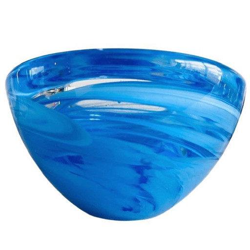 Vintage Kosta Boda tealight holder Atoll Aqua blue crystal Anna Ehrner 1990s