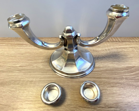 Image 1 of Alter Kerzenhalter Kerzenständer Deutschland 1930 Art Deco Wilhelm Wolff Silber beschichtet