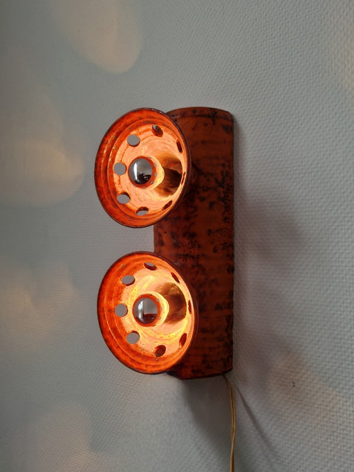 Vintage Ceramic Wall Lamp Brutalist Fatlava Spaceage