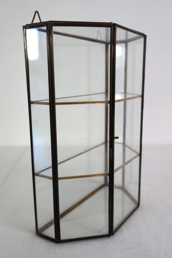 Vetrina Da Parete Vintage Vetro E Ottone – Vetrine, Brass (photo 3 of 12)