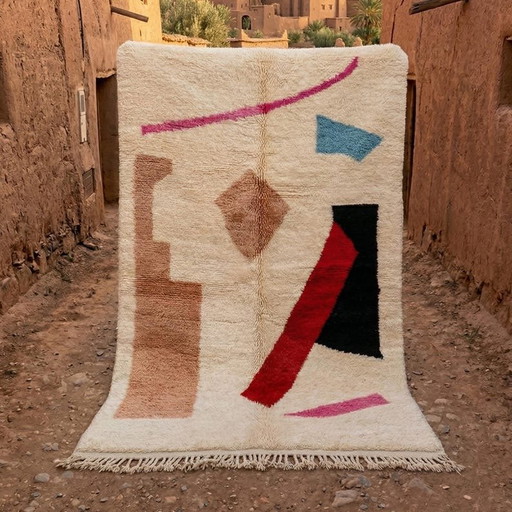 Tappeto berbero marocchino fatto a mano con motivi colorati, 150/250 cm