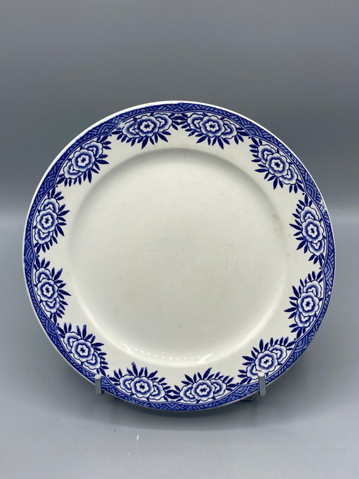 Assiette plate Digoin Sarreguemines – Modèle Capri – Décor bleu cobalt – Milieu du XXe siècle – servies, Klassiek