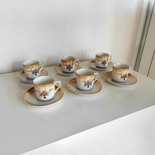 ART DECO COFFEE SET - SIX CUPS