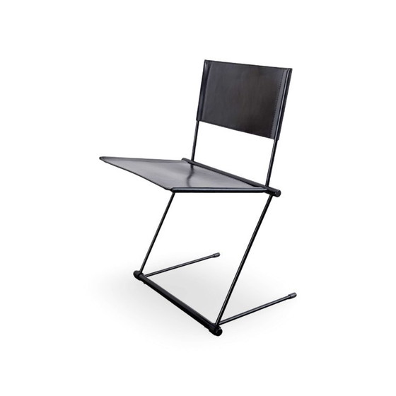 Set van 4 Originele Matteo Grassi Ballerina Stoelen Herbert Ohl Leer, Kuipstoelen, Gepolijst staal, Zwart (foto 4 van 9)