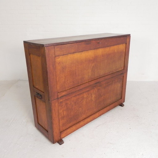 Kiefernholz-Schulplanschrank, Architektenschrank, Kartenschrank, 1930er Jahre – opbergkast, Wood