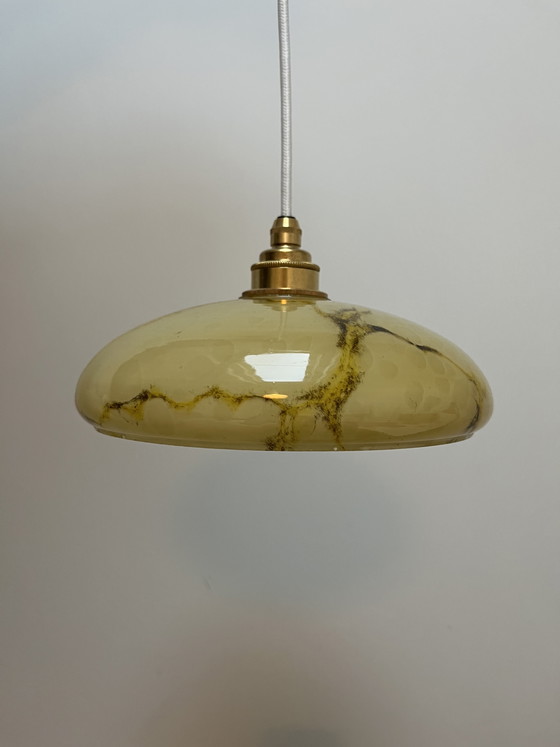 Image 1 of Vintage, opaline marmerachtige hanglamp (Art Deco)